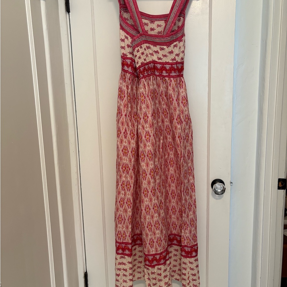 Faherty Red and White Sleeveless Maxi Sundress